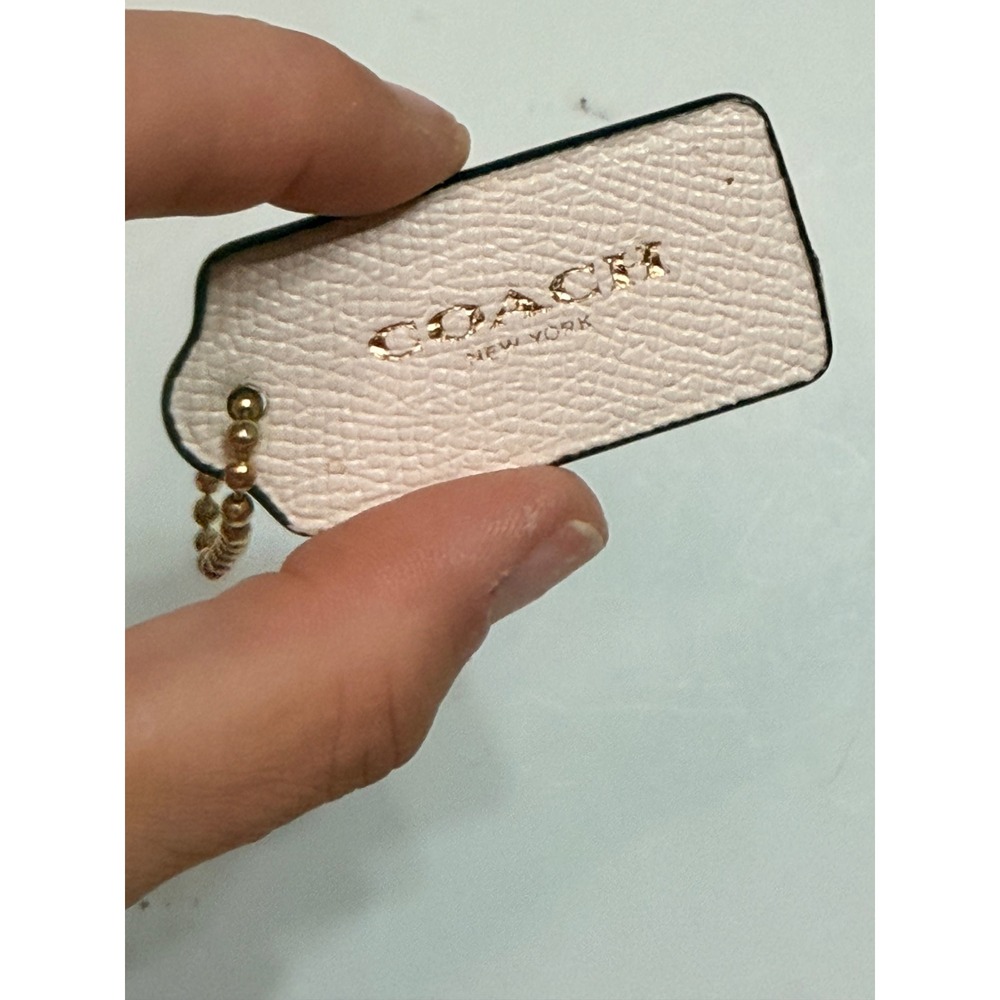 Coach Leather Hangtag Replacement Cream Pebbled Gold Logo Bag Charm Accessory